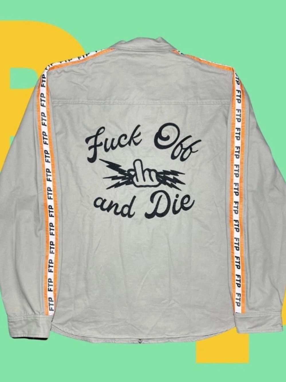 FTP Logo Tape Zip Up Work Shirt (X-Large)